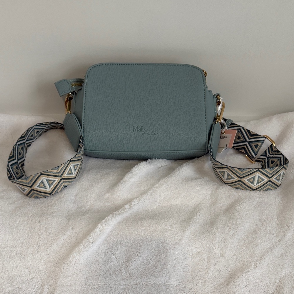 Mali + Lili Zahara Crossbody Bag | Dusty Blue | Vegan Leather | NWT - Picture 6 of 13